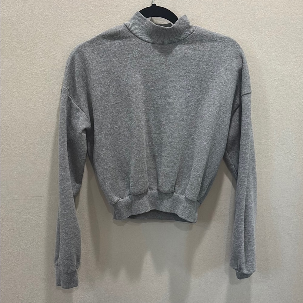 Forever 21 Gray Cowl Neck Sweater with Ribbed Details | Women Small Petite